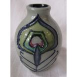 Moorcroft Grey Peacock Feathers Miniature Vase