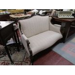 Newly upholstered Edwardian mahogany framed 2 seater