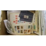 Stamps - Large glory box of album sheets, loose stamps in folder & envelopes, covers etc