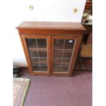 Oak leaded glass bookcase