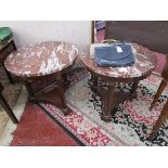 Pair of good quality marble top French Empire occasional tables - 1 top A/F