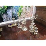 Collection of silver plate to include candelabra