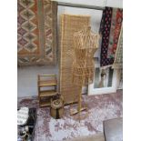 Wicker screen, dress makers dummy etc