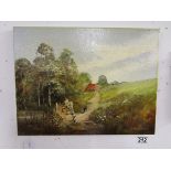 Oil on canvas - Rural scene by R Horsewell