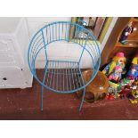 Retro metal tub chair & treen stand