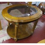 Mahogany 2 tier glass-top occasional table