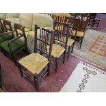 Set of four rush seated chairs