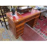 Pedestal desk with leather top