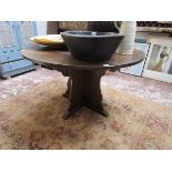 Drop-leaf oak dining table