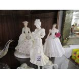 3 Royal Worcester lady figures