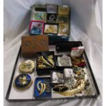 Collection of costume jewellery, compacts, etc