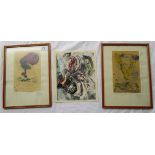 3 oil paintings by Cristoforo Mercati (AKA Krimer, 1888 - 1977) circa 1957 & 1959