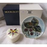 Moorcroft - Bramble pin tray (Sally Tiffin) & Columbine trinket box