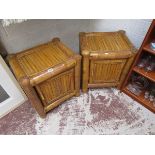 Pair of bamboo bedside cabinets