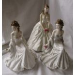 3 Royal Worcester lady figures