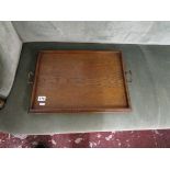 Oak galleried tray