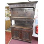 Antique oak inlaid Tridarn