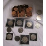 Box of coins, to include crowns & 1967 pennies