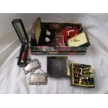 Small box of vintage cufflinks and gentleman's items