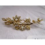 Gold (15ct but not marked) seed pearl brooch