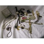 Box of watches, costume jewellery etc