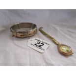 Gold-cased watch A/F & hallmarked silver bangle