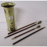 WWI 1915 Artillery shell & small collection of shotgun cleaning rods