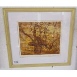 Artist signed print by Peter Reading - Dartmouth