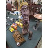 3 African treen figures