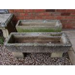 Pair of stone troughs on pedestals