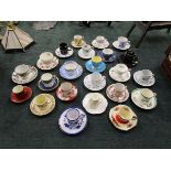Collection of antique cups & saucers to include Wileman & Co (pre Shelley)