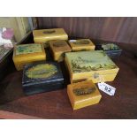 Collection of 8 decorative mauchline trinket boxes