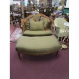French style salon sofa with leg rest & cushions