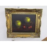 Small oil on board in gilt frame - Still life