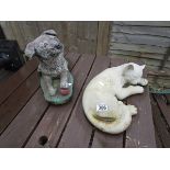 Stone cat & puppy figures