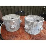 Pair of circular lead planters