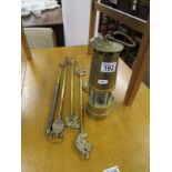 Collection of brass to include miners lamp