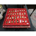 Cased onyx chess set