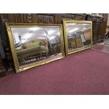 2 Gilt framed wall mirrors - 1 bevelled