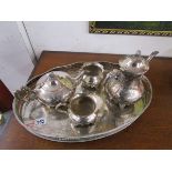 Silver plated tray & 4 piece tea service