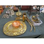 Miscellaneous brass to include spirit kettle, trench art & horse hames, etc