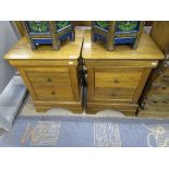 Pair of oak 3 drawer bedside cabinets