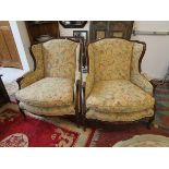 Pair of quality French style mahogany framed armchairs