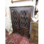 Old Charm style oak & leaded light cabinet