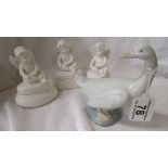 Nao goose & 3 cherub trinket boxes