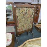 Victorian mahogany & tapestry fire screen