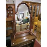 Bevelled glass & mahogany swing mirror