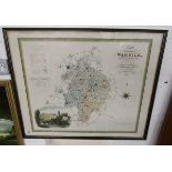 Framed map of Warwickshire