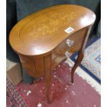 Inlaid kidney shaped table with drawers