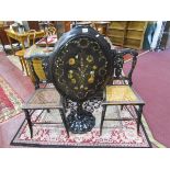 Papier-mâché & inlaid tip-top table with 2 chairs